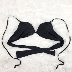 Hurley Quick Dry halter strappy Ruched Bikini Bra Surf Top black Size Medium